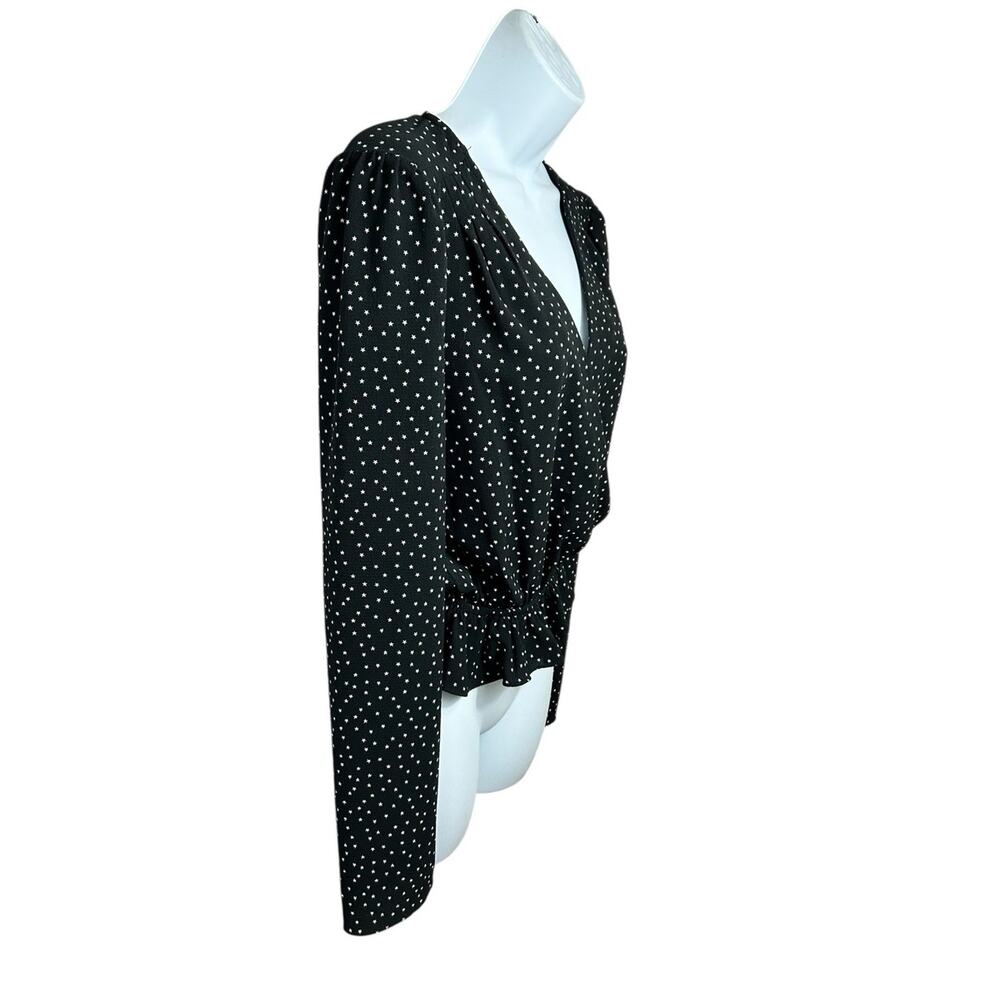 Highline Collective Black V-Neck Blouse Sz Small Star Print Long-Sleeve Top - Picture 2 of 8